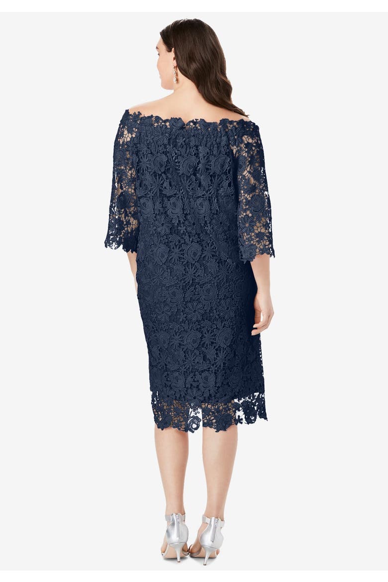 Off The Shoulder Lace Dress, Alternate, color, WHITE