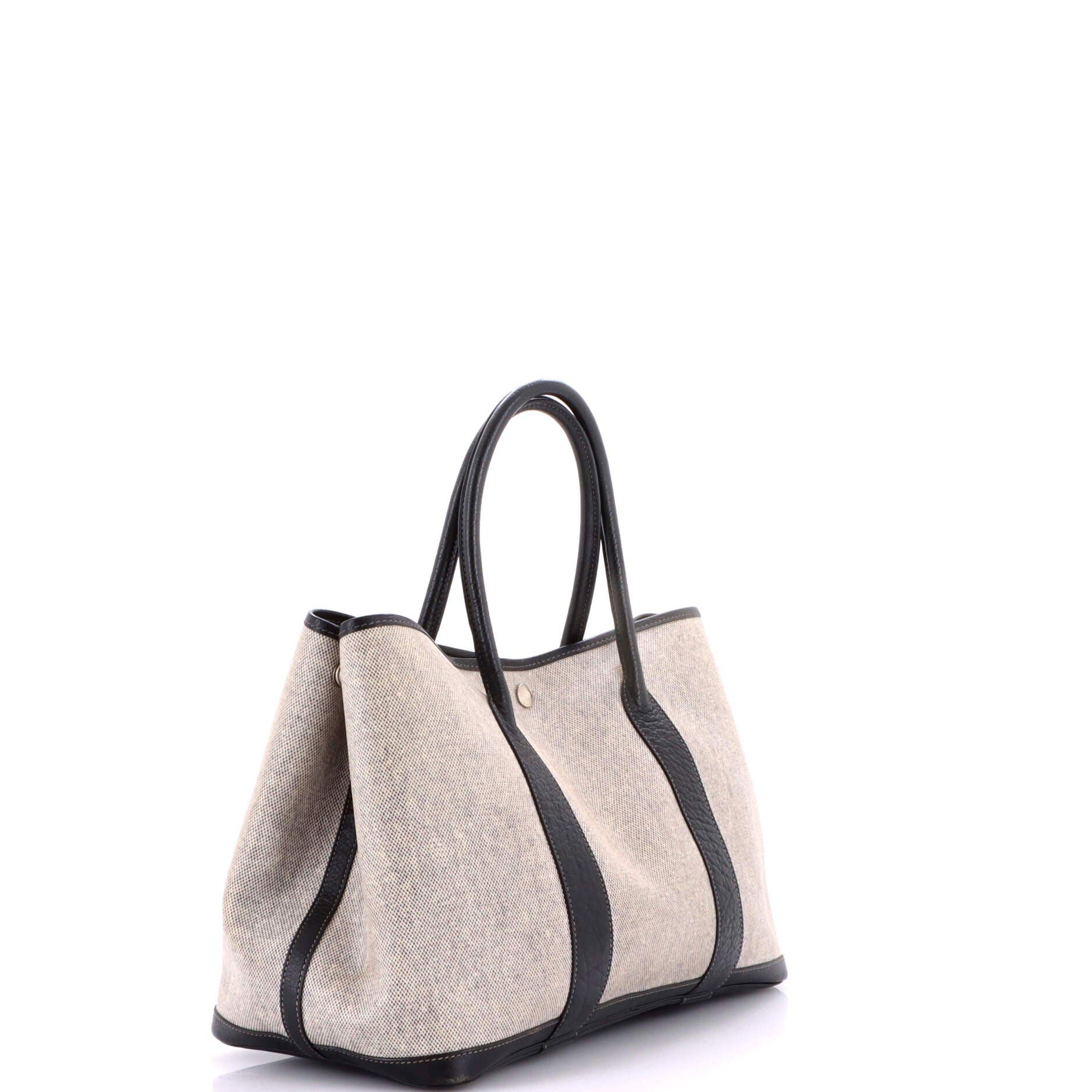 Pre-Owned Hermes Garden Party Tote Toile and Leather 36, Alternate, color, Noir