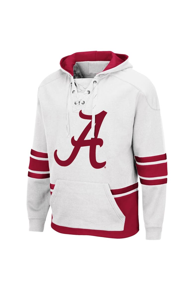 Men's Colosseum White Alabama Crimson Tide Lace Up 3.0 Pullover Hoodie, Alternate, color, White