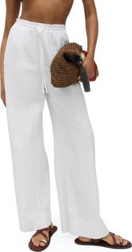 M&S Linen Blend Wide Leg Drawstring Pants