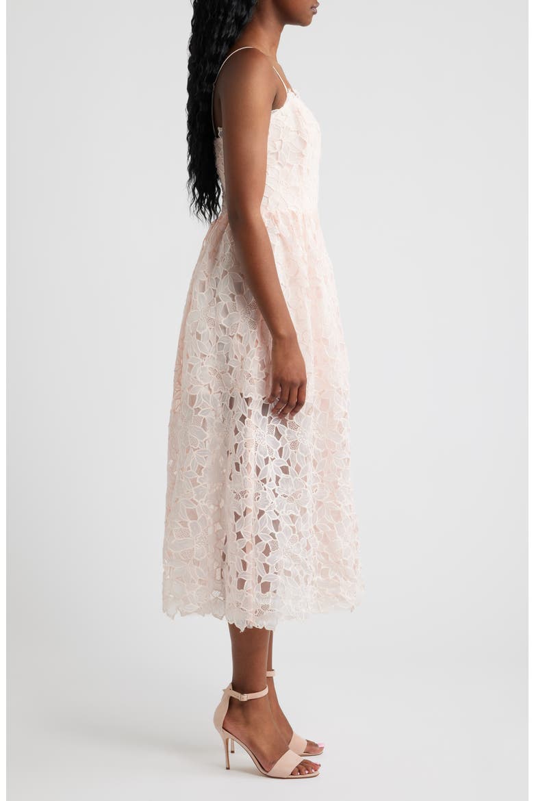 Holly Floral Lace Midi Dress, Alternate, color, PINK