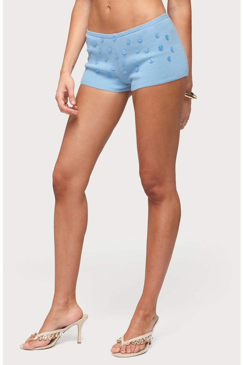 Nataly Button Cotton Knit Shorts, Alternate, color, LIGHT-BLUE