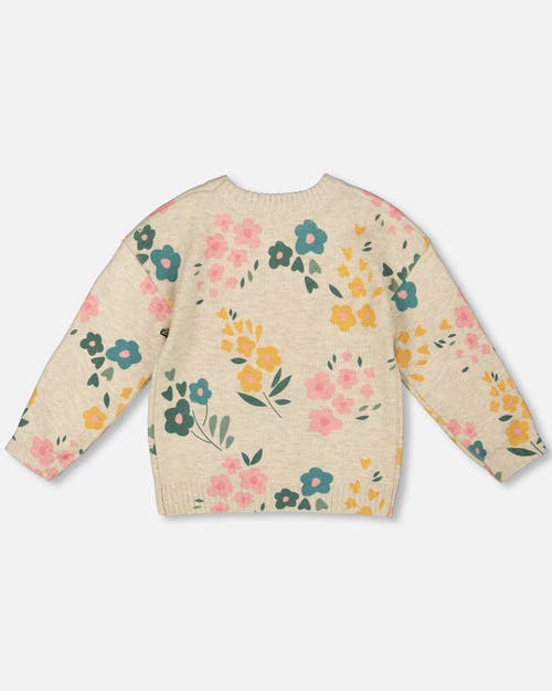 Deux Par Deux Knitted Sweater With Floral In Neutral