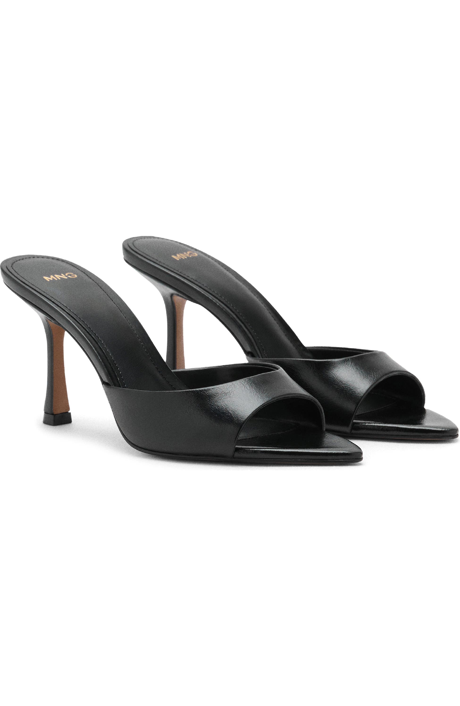 MANGO Pointed Toe Slide Sandal, Main, color, Black
