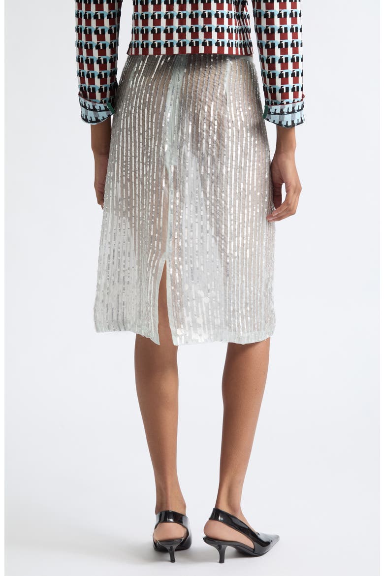 Isabella Sequin Stripe Silk Skirt, Alternate, color, OYSTER
