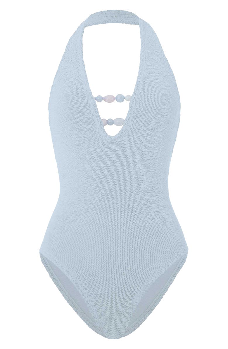 Hunza G Adriana Beaded One-Piece Swimsuit, Alternate, color, Metallic Ice Blue