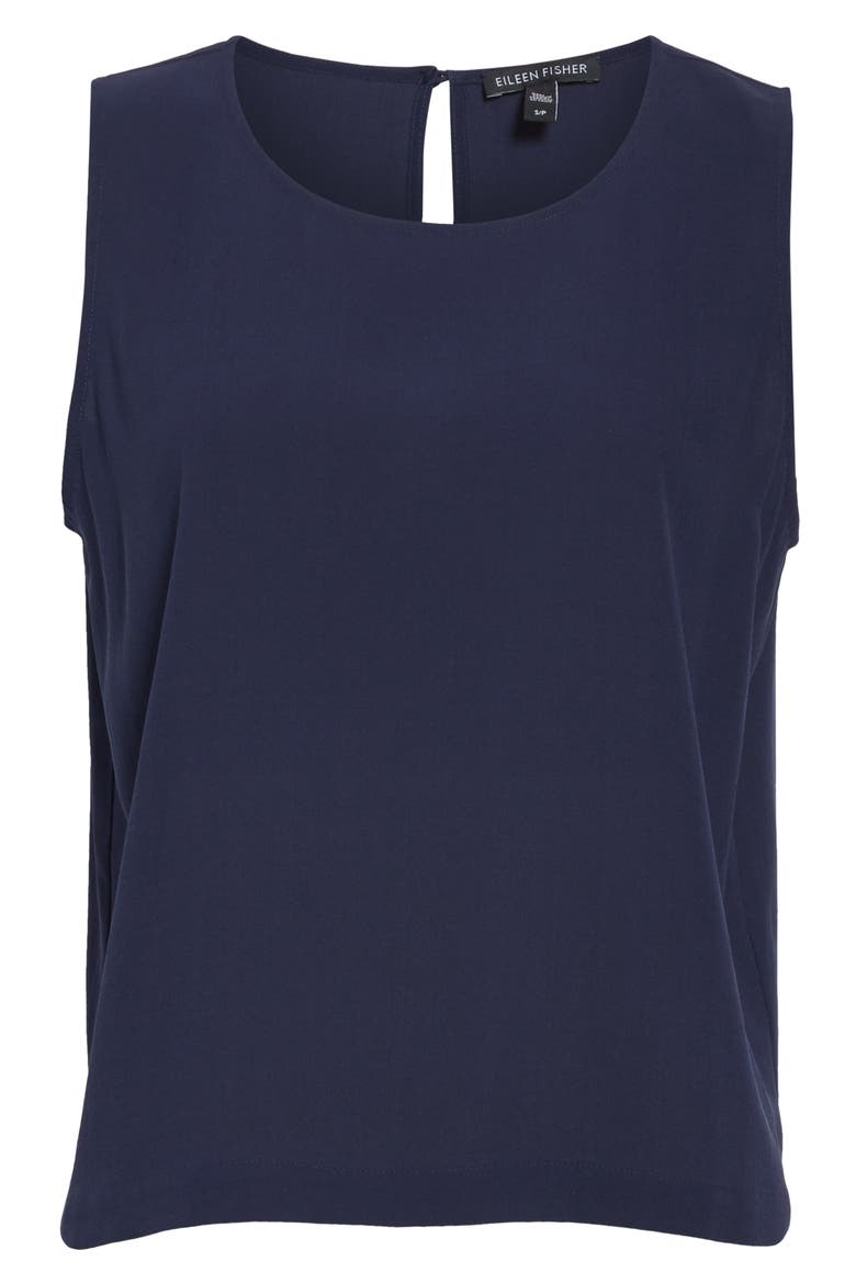 Scoop Neck Silk Tank, Alternate, color, MIDNIGHT