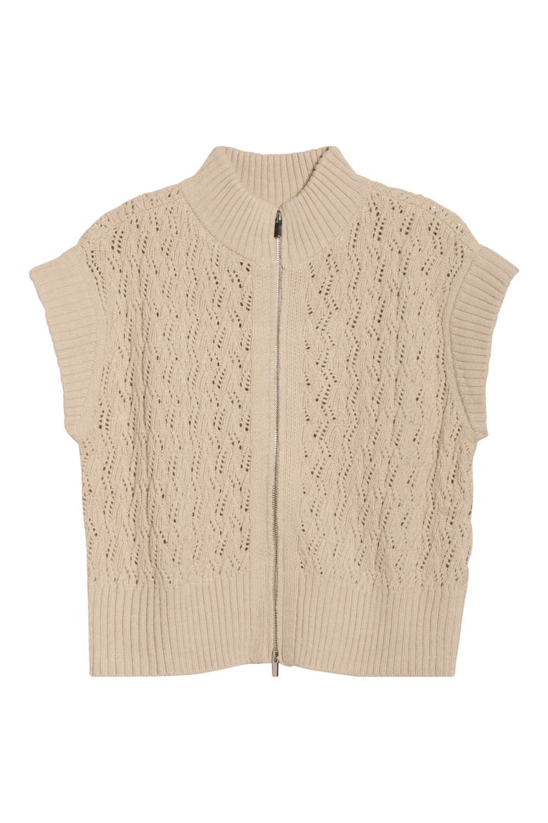 Pointelle Sweater Vest, Alternate, color, SUGAR OAK