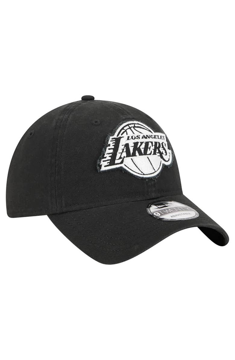 New Era Men's New Era  Black Los Angeles Lakers Stamp Fabric Applique 9TWENTY Adjustable Hat, Alternate, color, Black