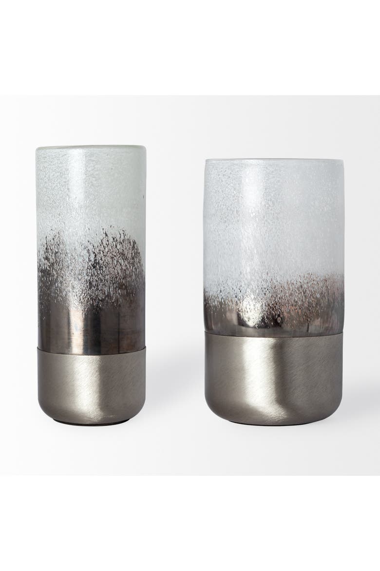 Baltic Metal Bottom Glass Vase, Alternate, color, Silver