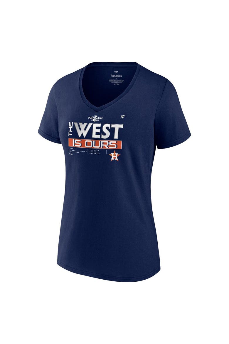 Women's Fanatics Branded Navy Houston Astros 2022 AL West Division Champions Locker Room V-Neck T-Shirt, Alternate, color, Navy