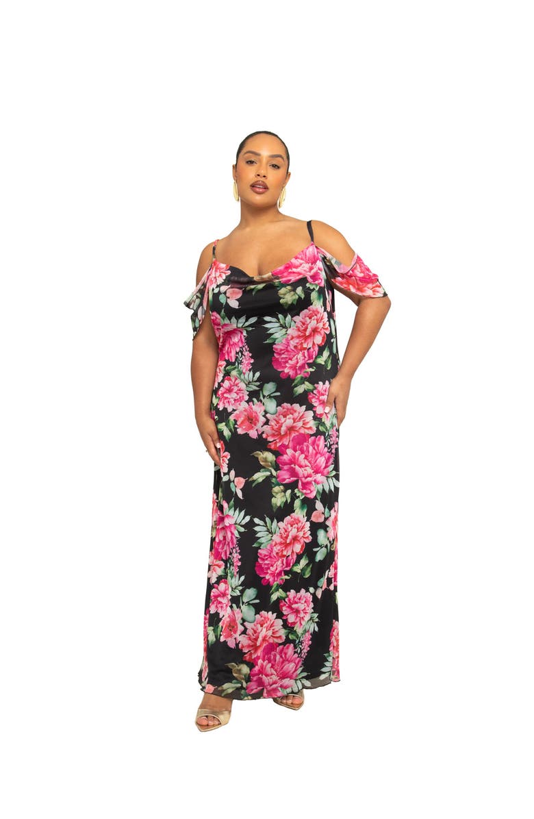 FASHION-SZN CURVE Off The Shoulder Floral Maxi Dress, Main, color,