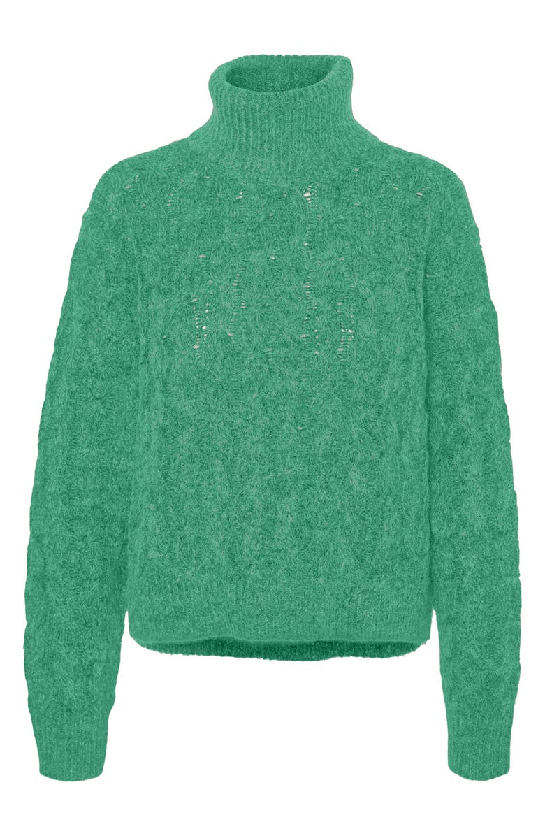 VERO MODA Tilly Cable Stitch Recycled Polyester Blend Turtleneck Sweater, Alternate, color,
