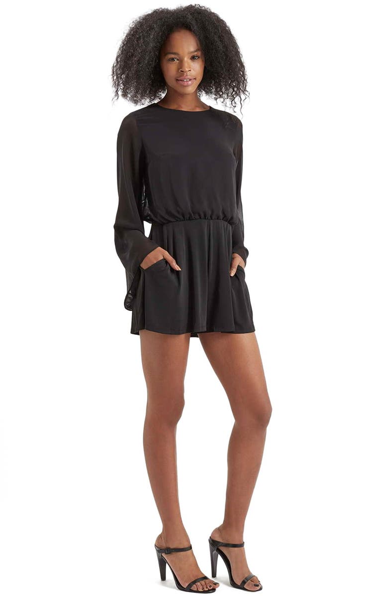 Topshop Batwing Sleeve Romper, Alternate, color, 