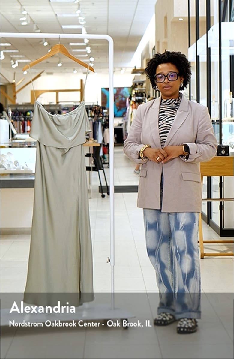 Vienna Popover Strapless Satin Midi Dress, sales video thumbnail