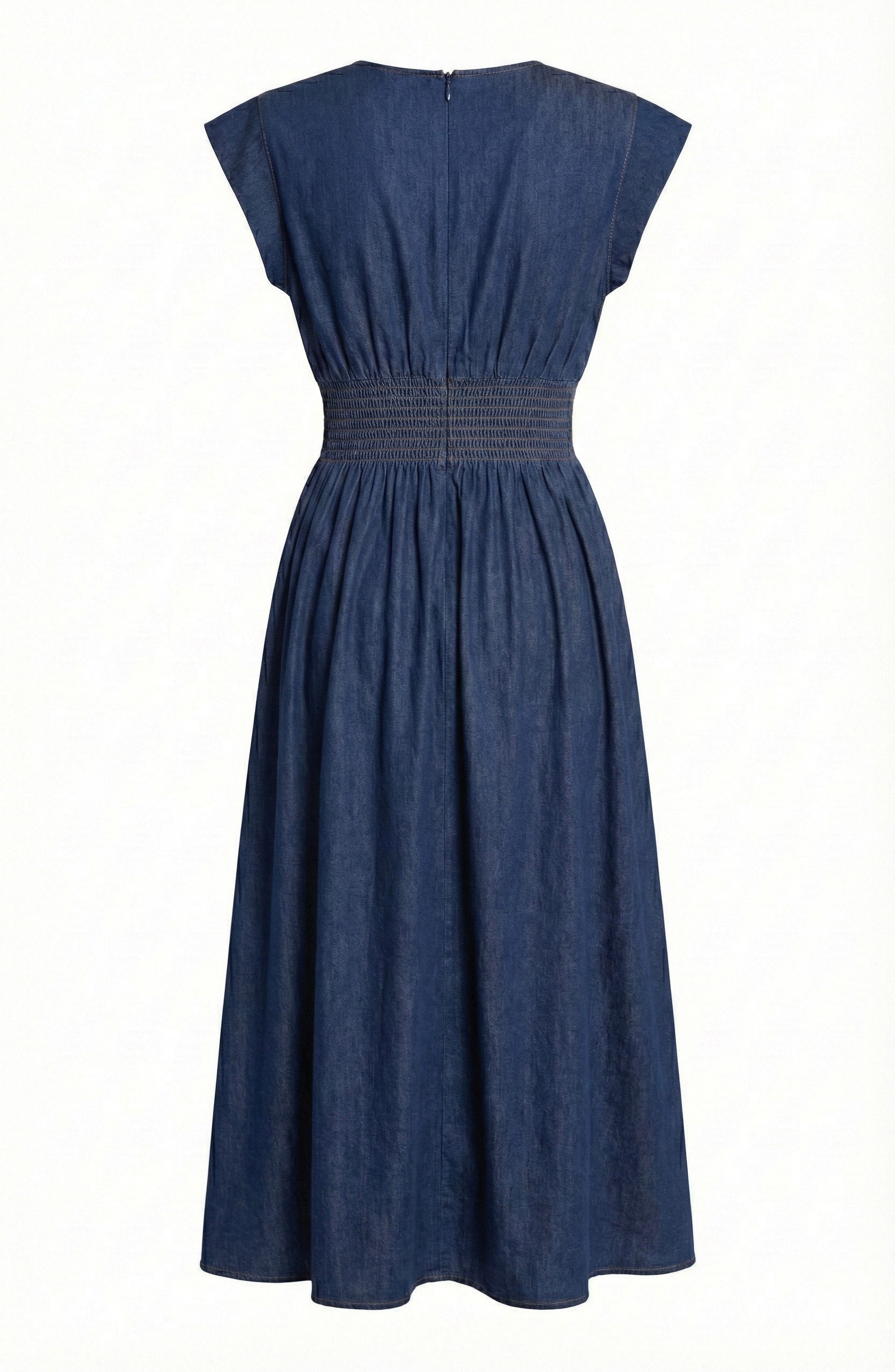 modenaire denim dress Sleeveless Denim Mini Dress with Tailored Seaming and Button Front Modenaire