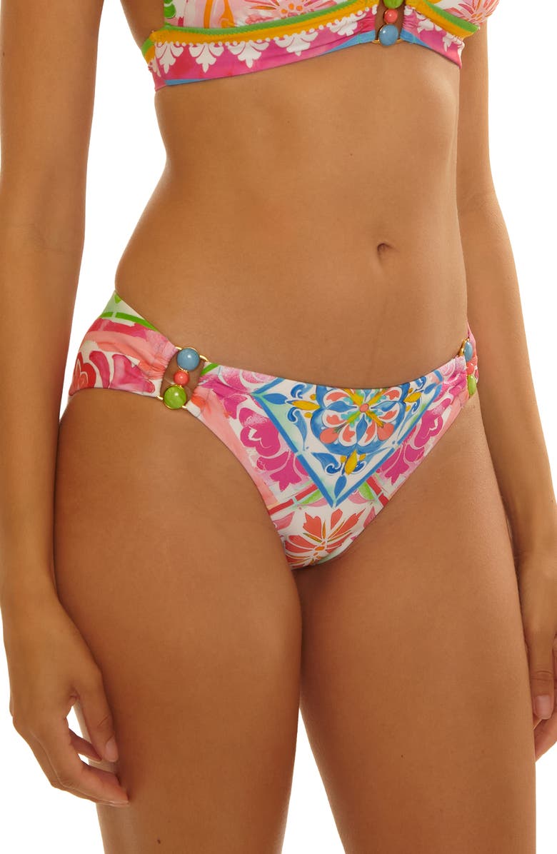 Becca Mijas Mixed Print Hipster Bikini Bottoms, Alternate, color, Pink Multi