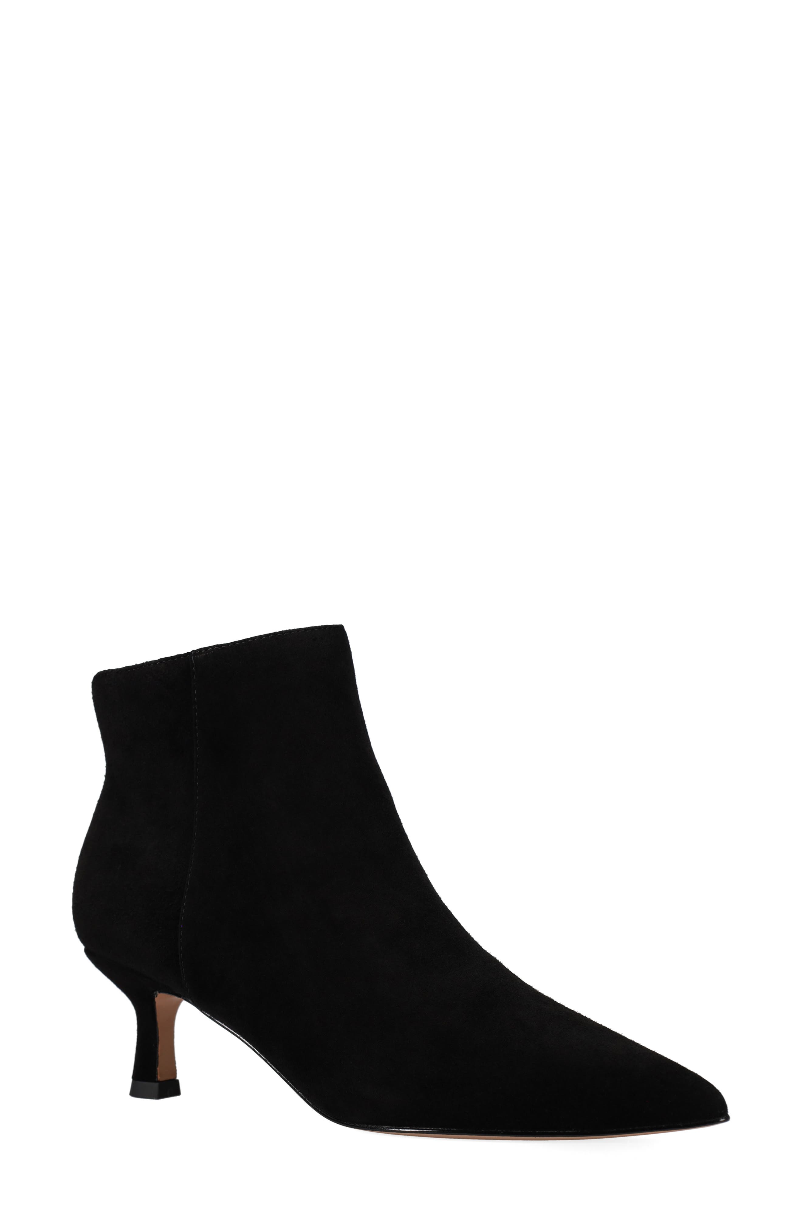 Pelle Moda Kiesa Pointed Toe Kitten Heel Bootie, Main, color, Black