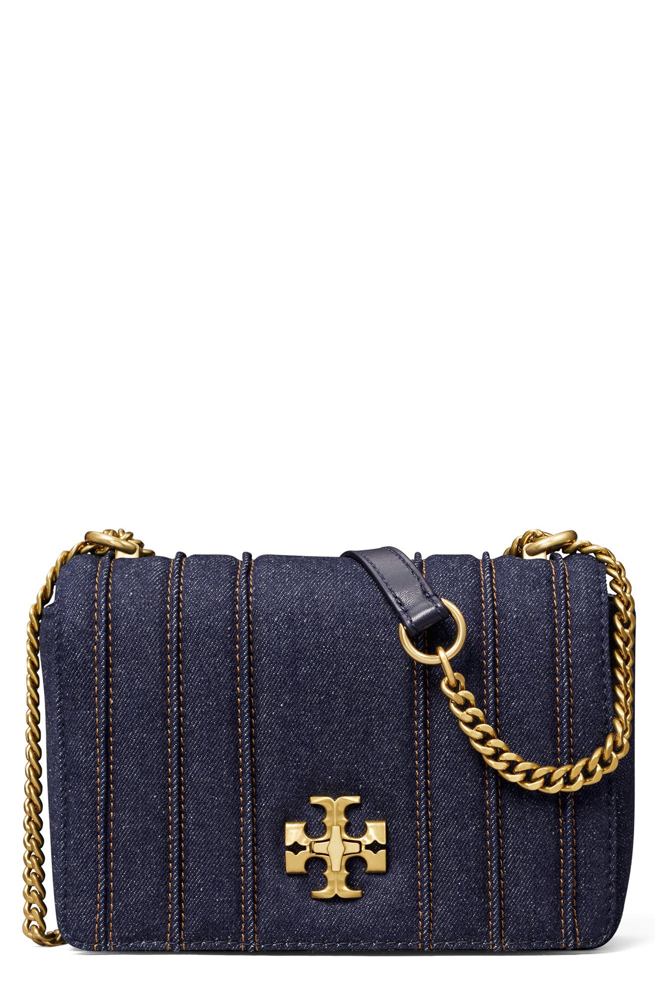 Tory Burch Kira Denim Shoulder Bag, Main, color, 