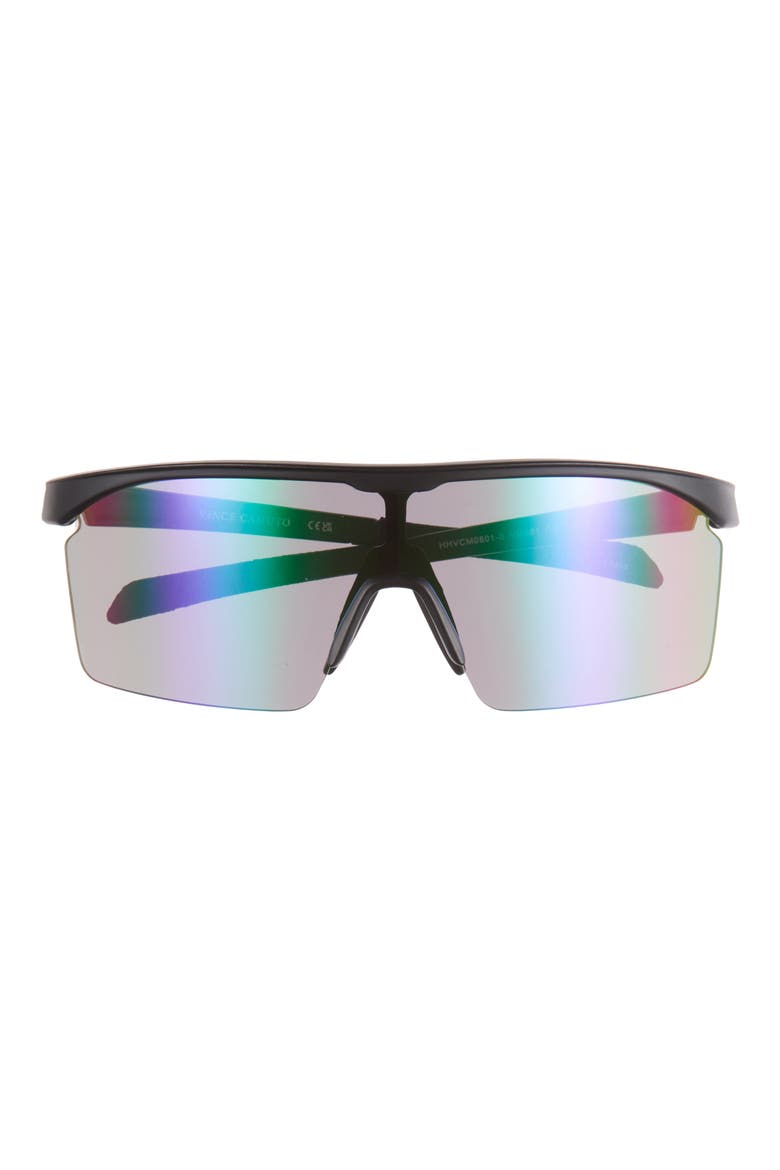 Semi Rimless Shield Sunglasses, Main, color, BLACK