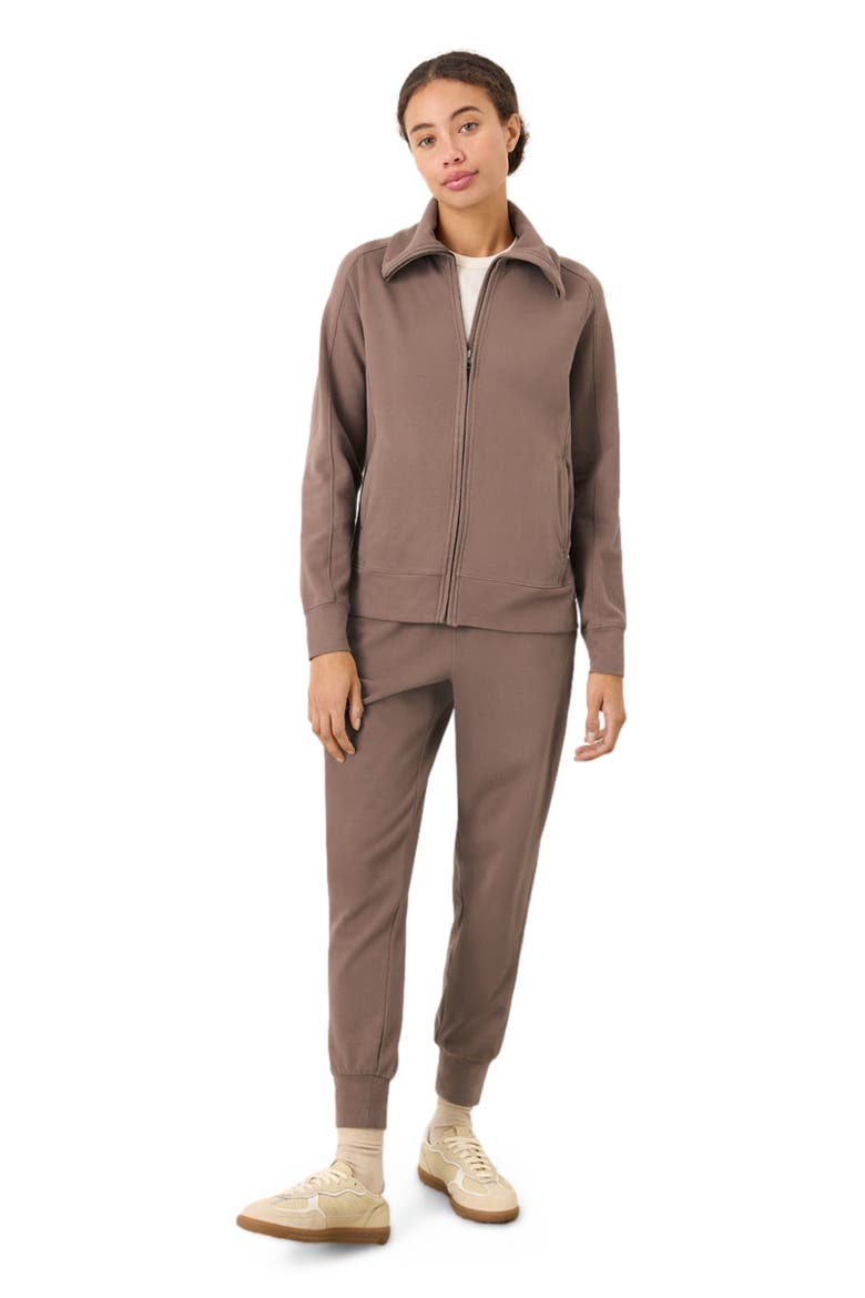 Organic Cotton CloudKnit Zip Jacket, Alternate, color, Deep Taupe