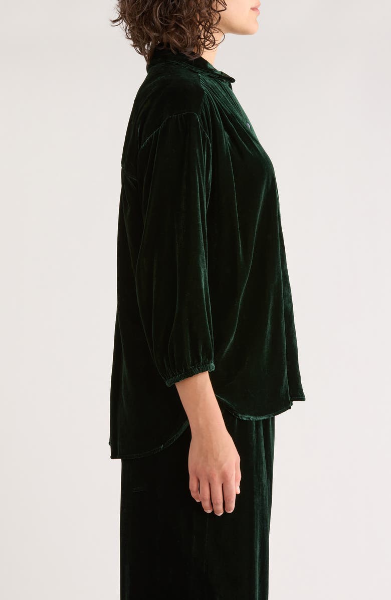 Marine Layer Bella Oversize Velvet Button-Up Shirt, Alternate, color, Emerald