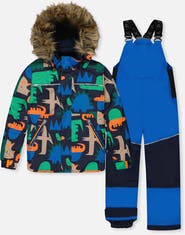 Deux par Deux Dinosaur Discover Fleece Jacket Snow Pants Two Piece Snowsuit