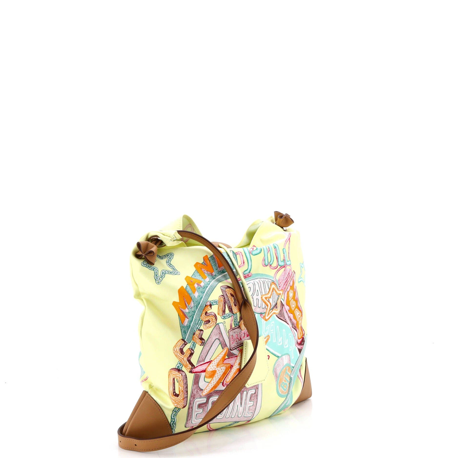 Pre-Owned Hermes Silky City Bag Printed Silk and Leather PM, Alternate, color, Yellow