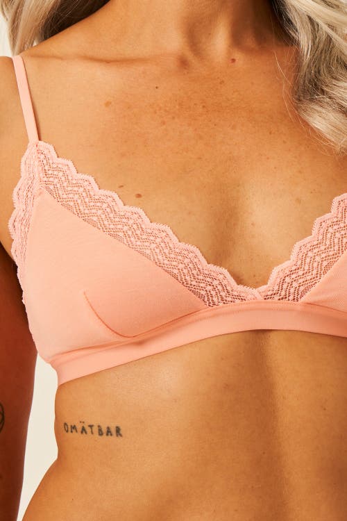 Stripe & Stare Zig Zag Lace Triangle Bralette & Original Knicker Set In Pink