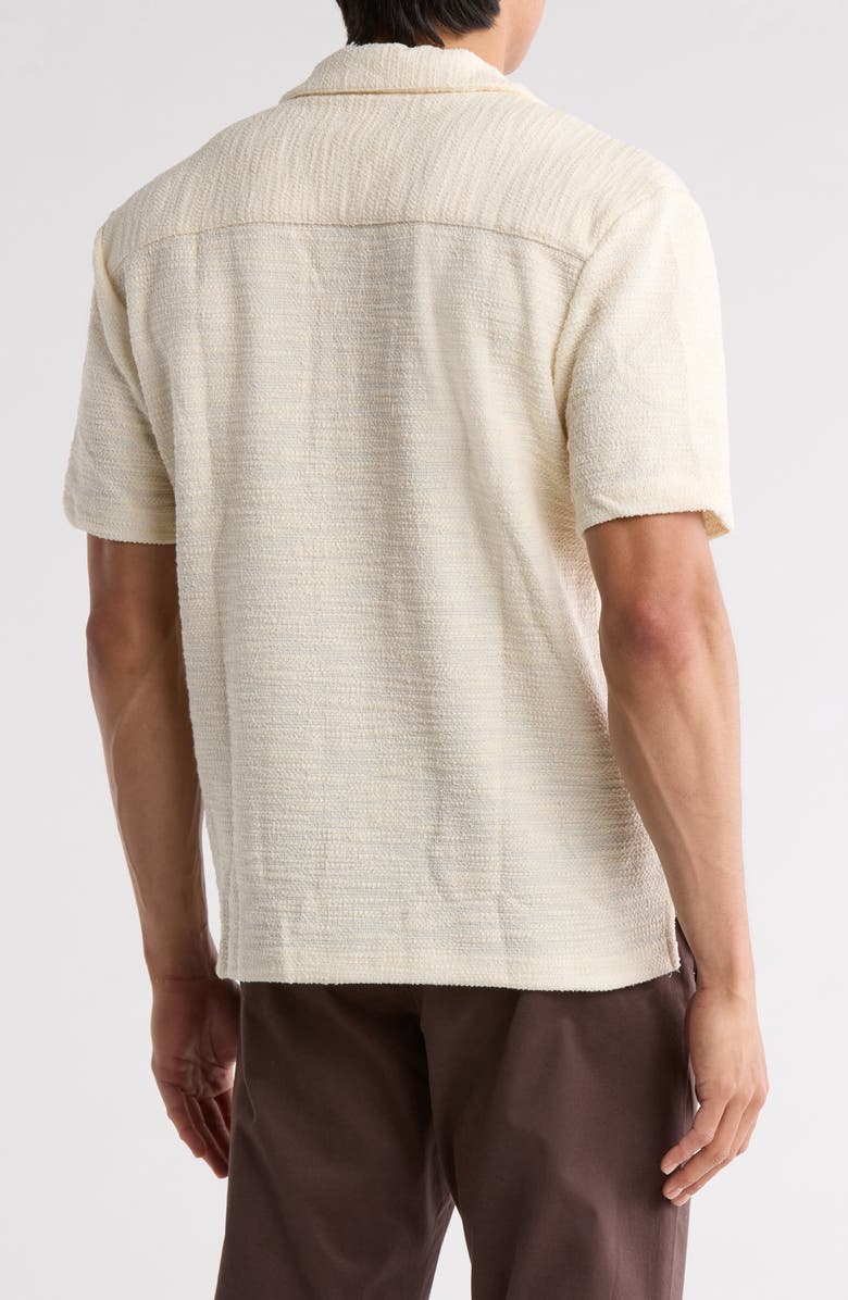 DENIM AND FLOWER Textured Relaxed Fit Camp Shirt, Alternate, color, Off White