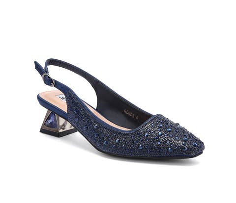 Rhinestone Jewel Heel Slingback Pump