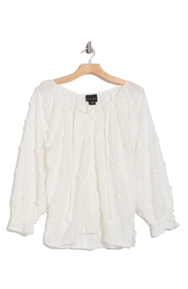 Forgotten Grace Floral Embroidered Long Sleeve Button-Up Top, Alternate, color, White