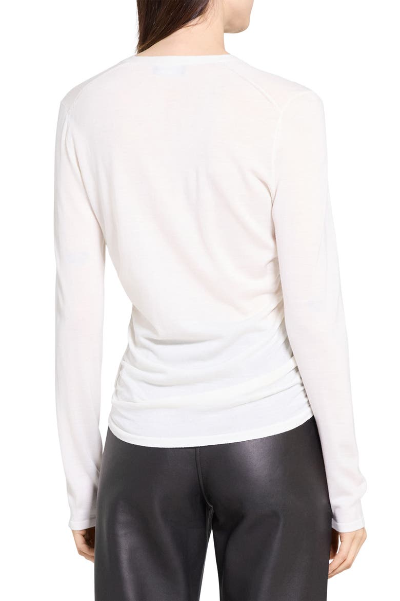 Shirred Merino Wool Cardigan, Alternate, color, NEW IVORY