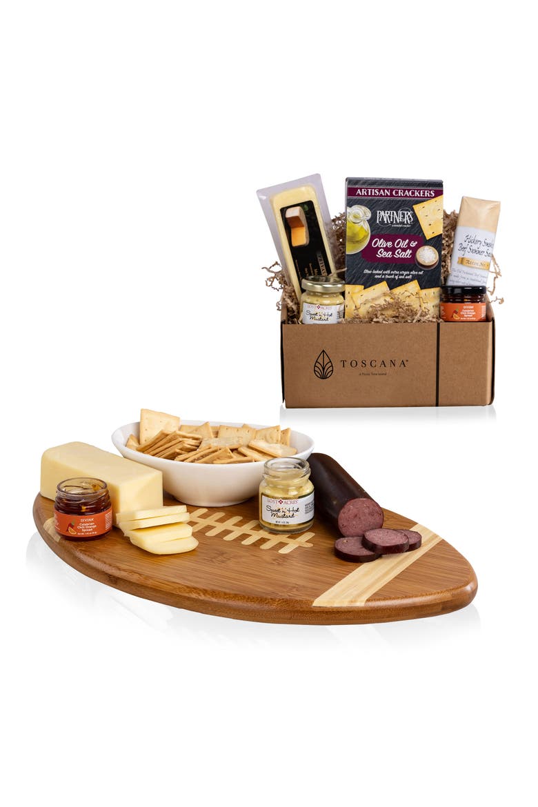 Touchdown! Cutting Board with Gourmet Gift Pack, Main, color, Brown