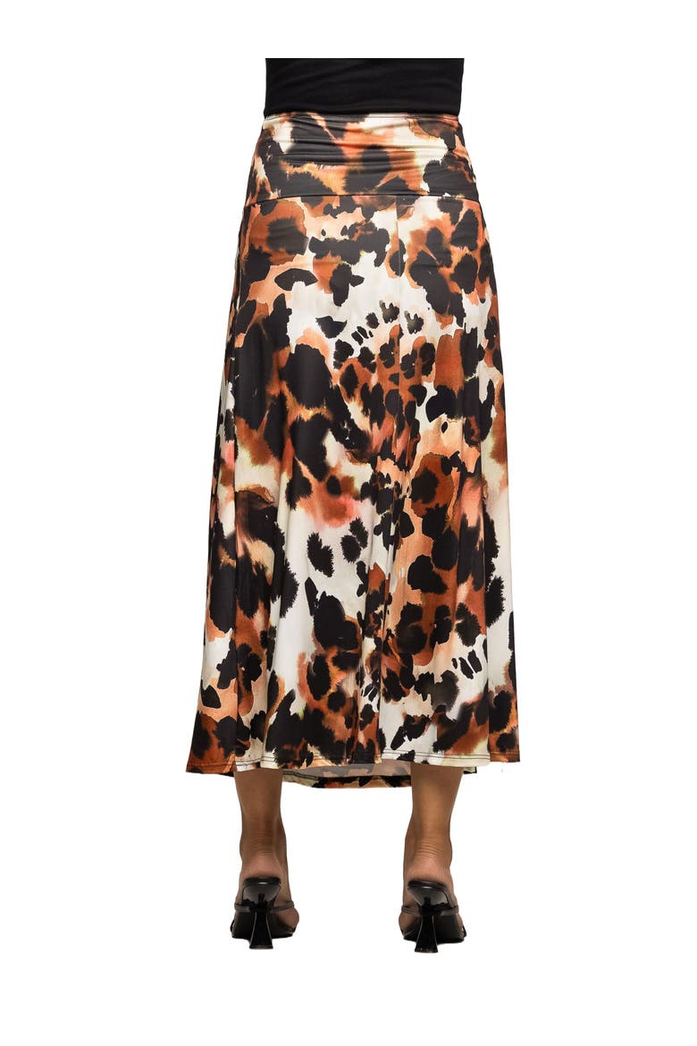 Animal Print Elastic Waist Maxi Skirt, Alternate, color, Brown Multi