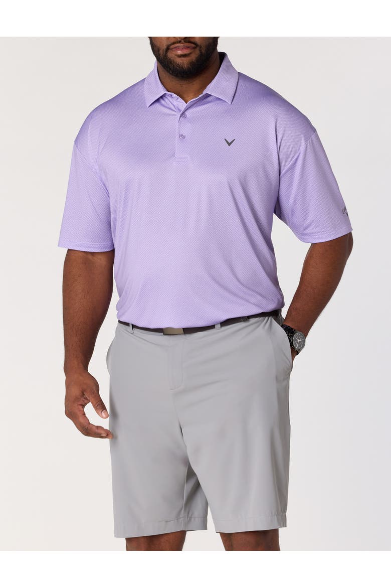 Big & Tall Geometric Heather Print Patterned Polo Shirt, Alternate, color, SAND VERBENA
