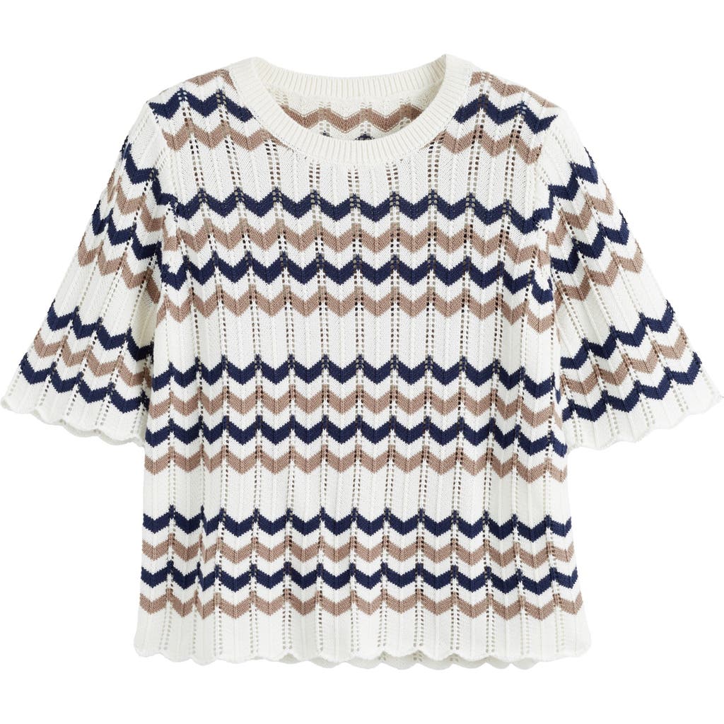 Chinti & Parker Cotton Chevron Stitch T-shirt In Navy