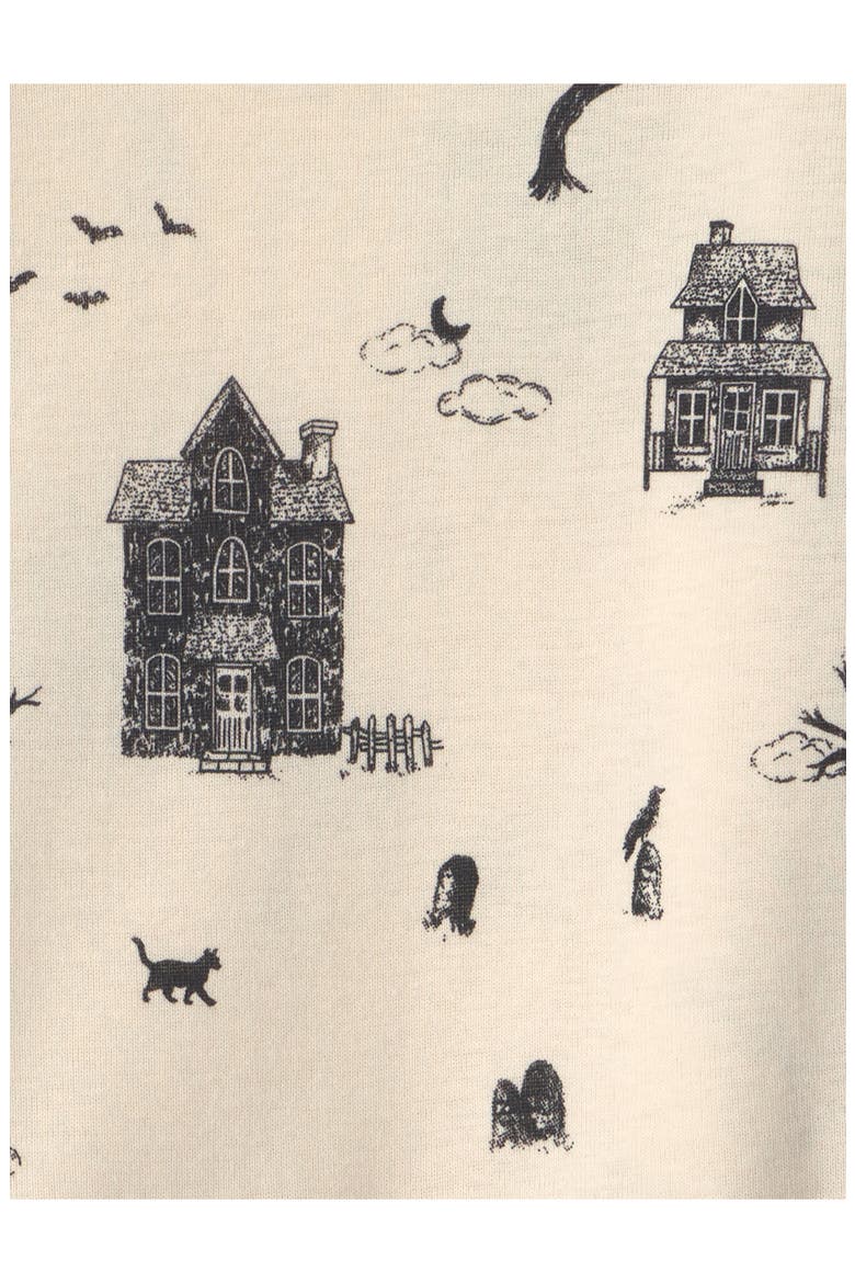 Printed Fitted Two-Piece Organic Cotton Pajamas, Alternate, color, LP SPOOKY LANDSCAPE