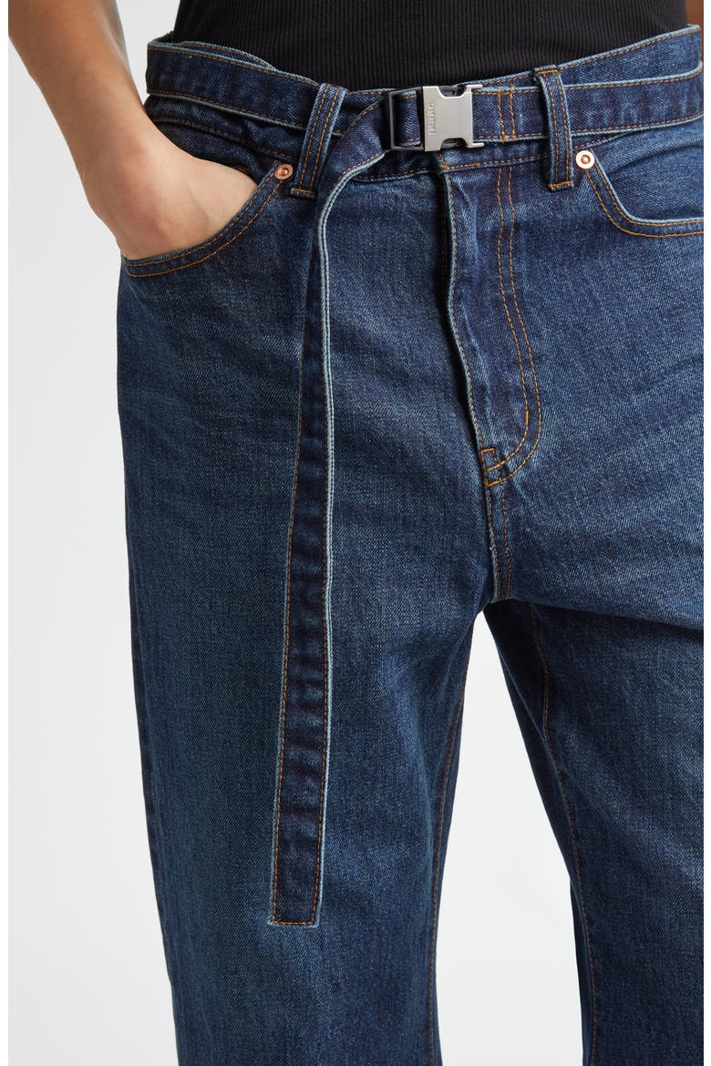 Belted Crop Bootcut Jeans, Alternate, color, BLUE