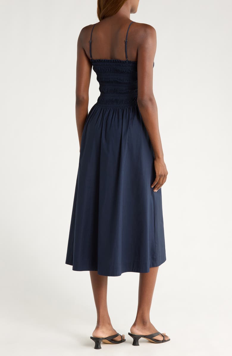 Reformation Kerrie Smocked Cotton Blend Sundress, Alternate, color, Midnight