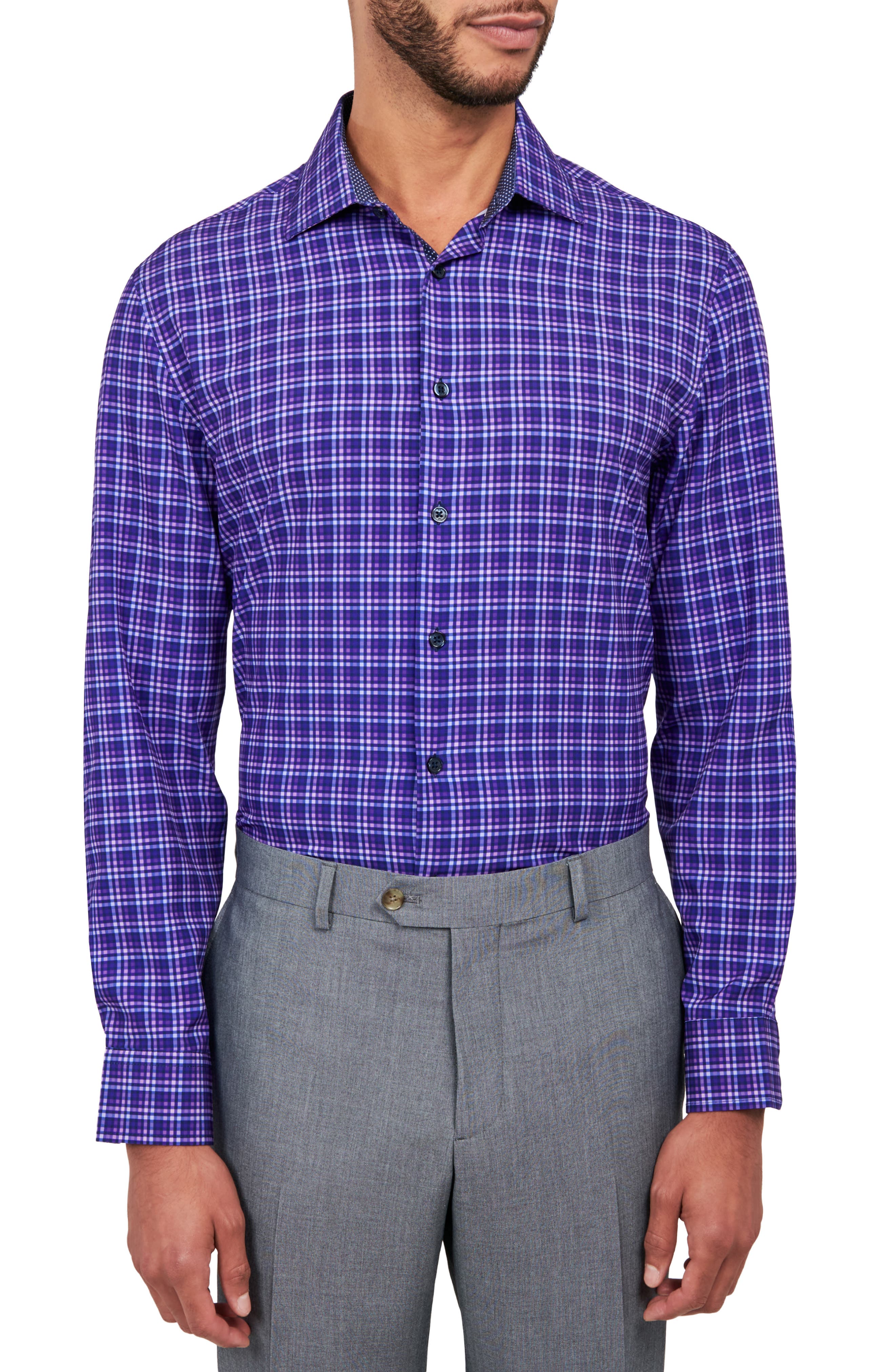 Shadow Check Stretch Performance Dress Shirt