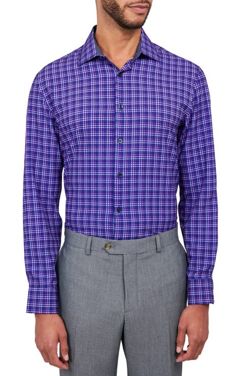 Shadow Check Stretch Performance Dress Shirt (Regular & Big)