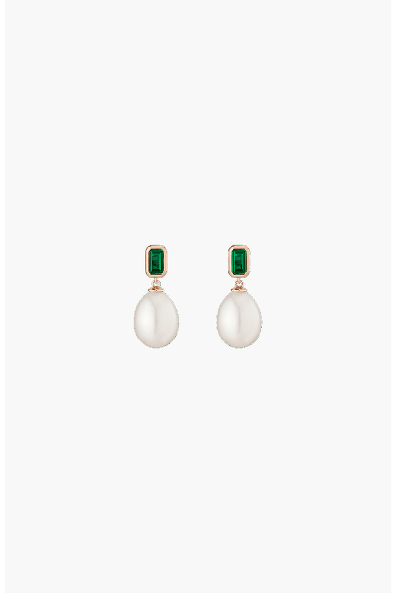 Lab Grown Emerald Heirloom Pearl Drop Earrings, Alternate, color, Yellow Vermeil