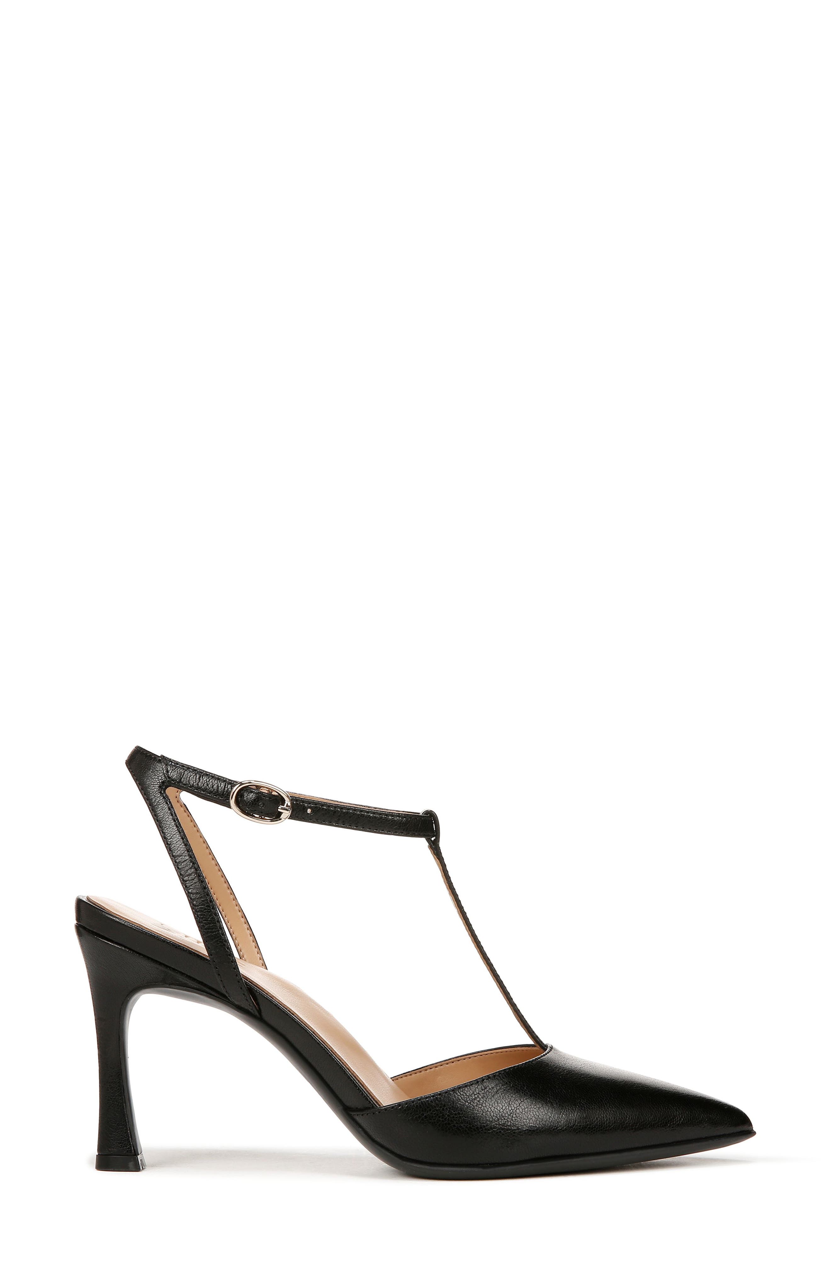 Naturalizer Astrid T-Strap Pointed Toe Pump, Alternate, color, Black Leather