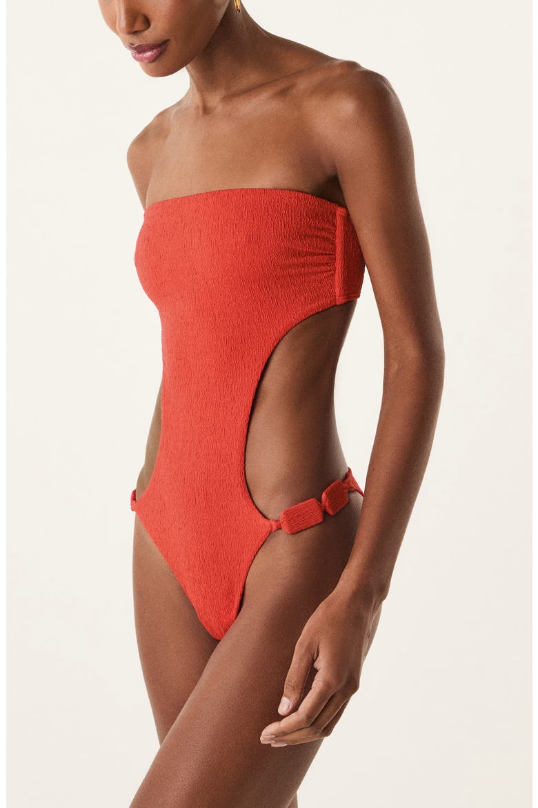 Alix Bandeau Cutout One-Piece Swimsuit, Main, color, RED