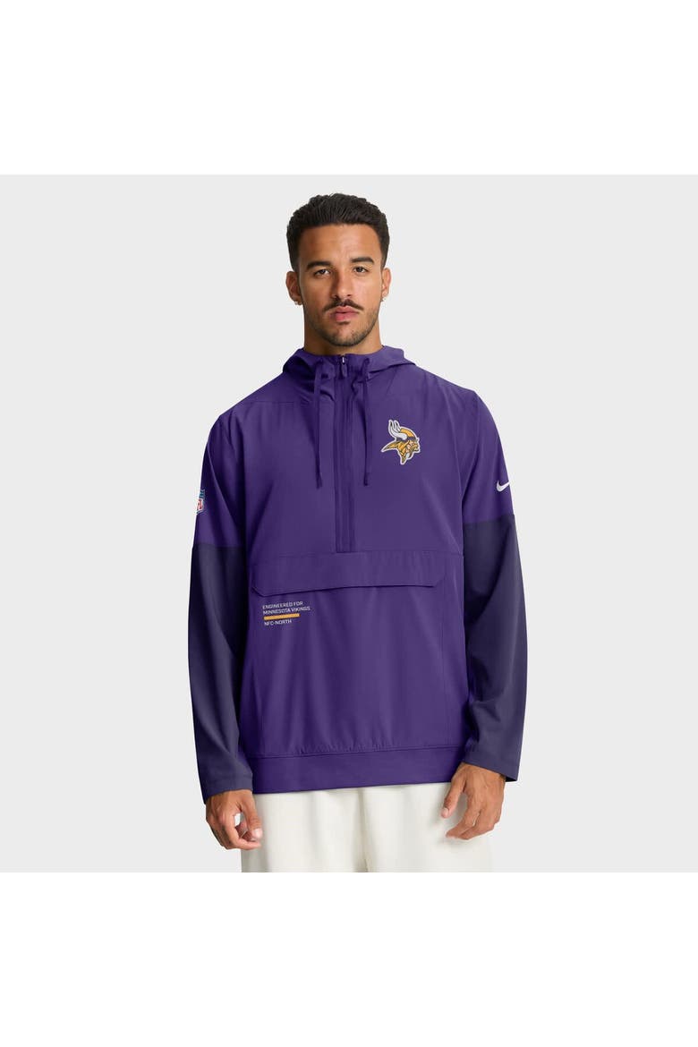 Men's Nike Purple Minnesota Vikings Sideline Anorak Half-Zip Hoodie Jacket, Alternate, color, Purple