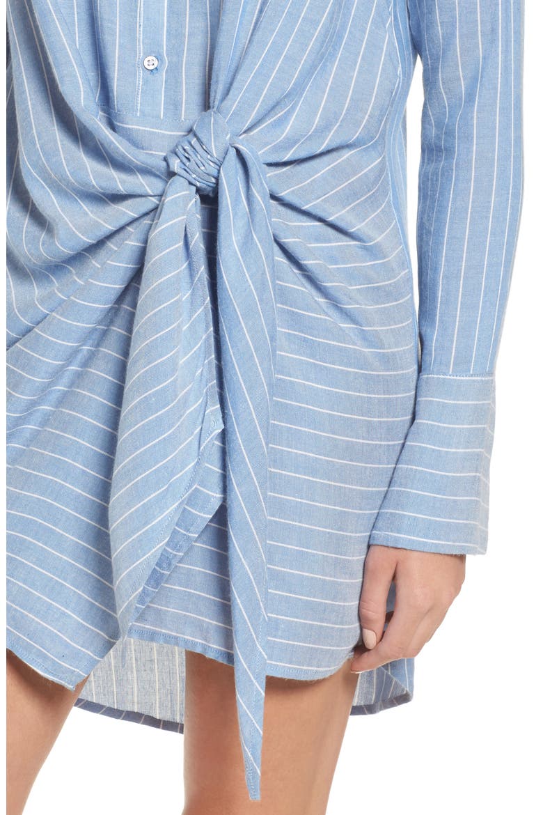 Tie Front Shirtdress, Alternate, color, BLUE STRIPE