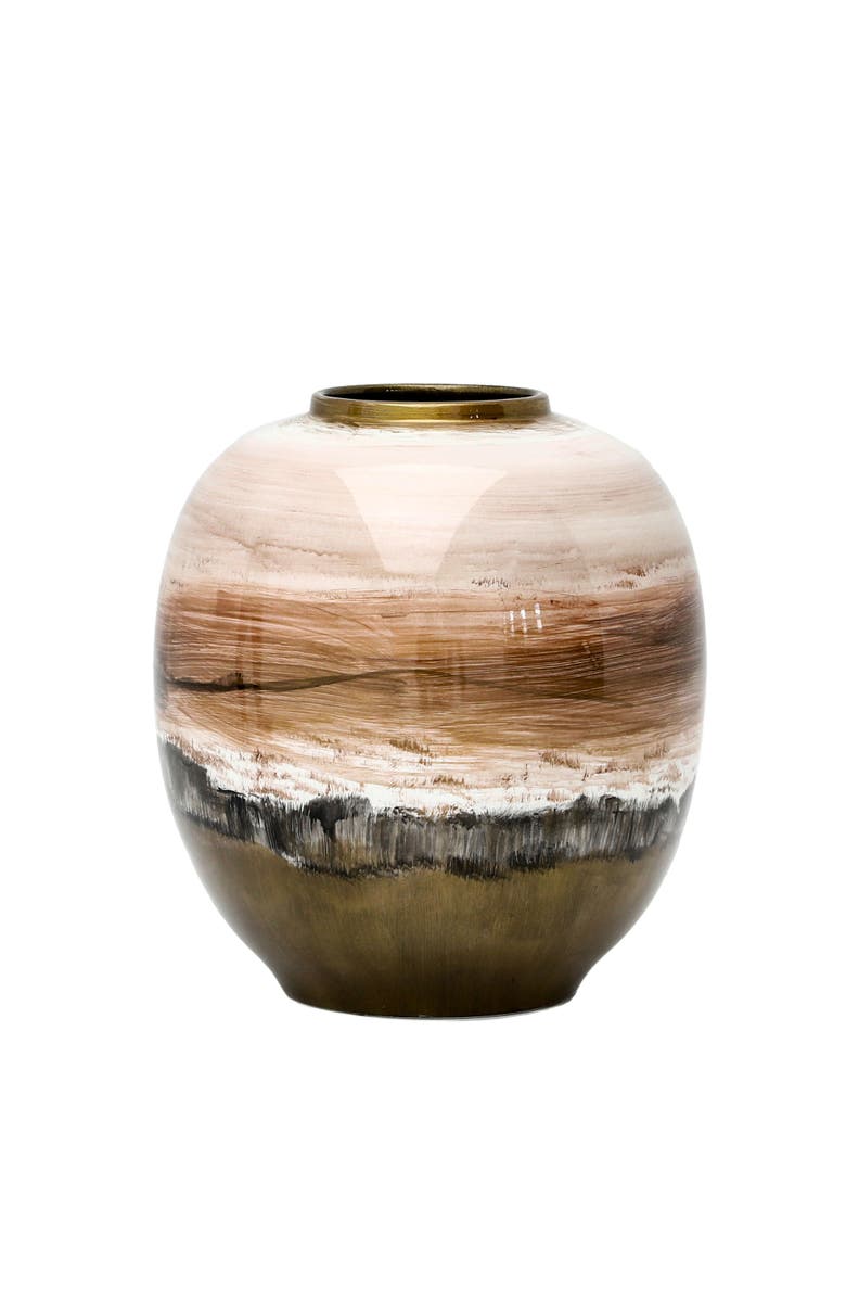 Winward Home Handpainted Pot, Main, color, Brown/White