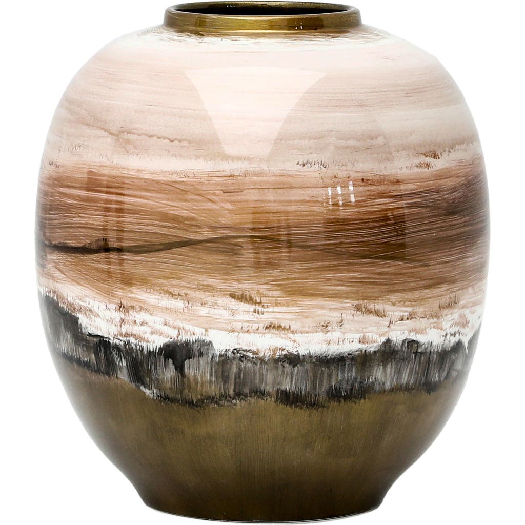 Winward Home Handpainted Pot In Brown