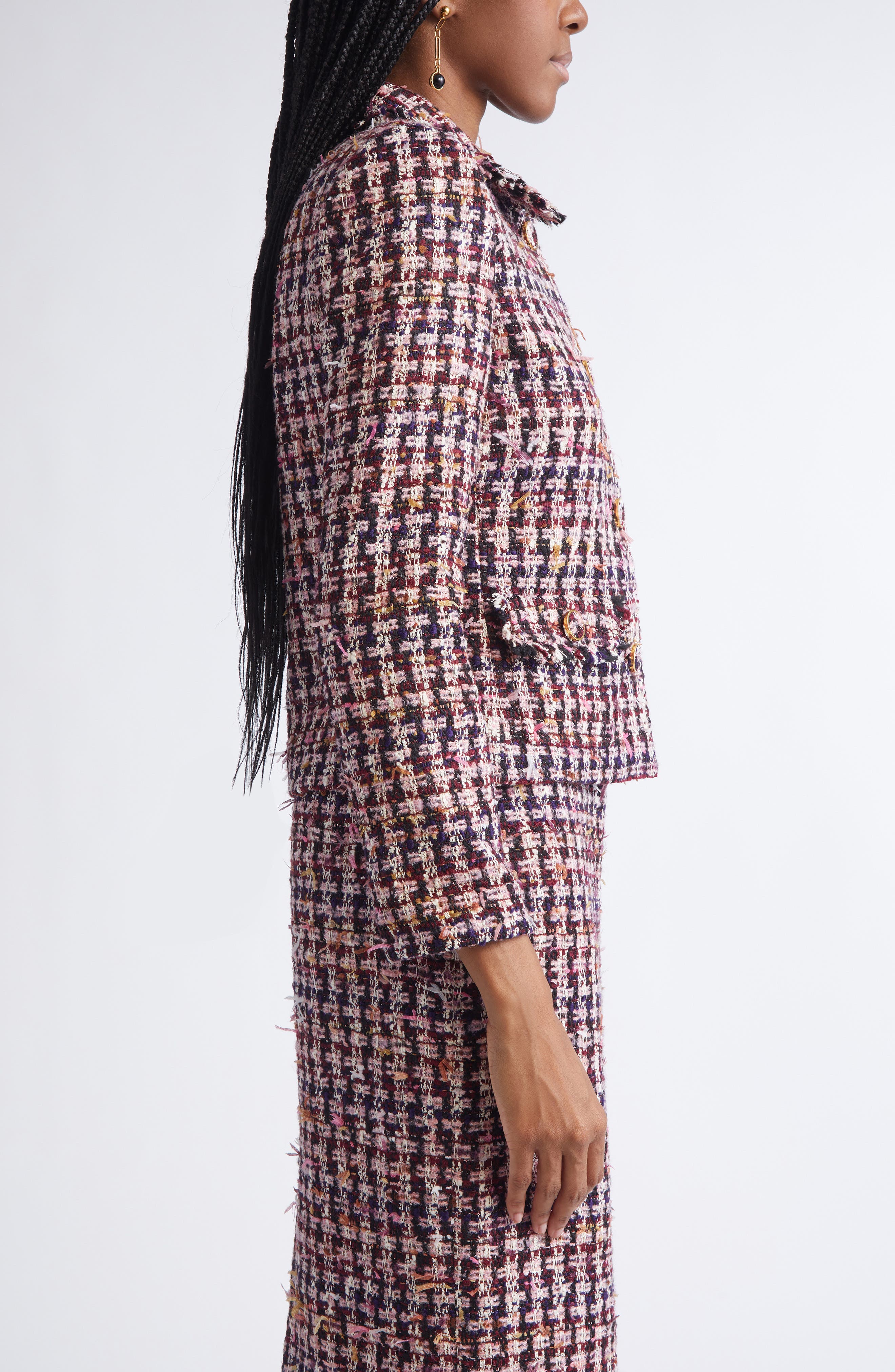 Fringe Houndstooth Tweed Jacket (Women) | Nordstrom